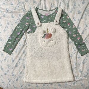 NWOT Large(6X) Children’s unicorn shirt & fluffy overall style dress